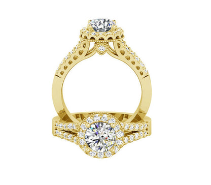 CROWNED HALO DIAMOND ENGAGEMENT RING