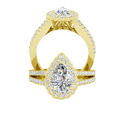 FLORAL PEAR SHAPED HALO DIAMOND ENGAGEMENT RING