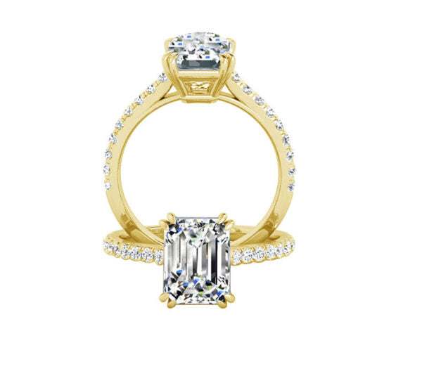 DOUBLE PRONG EMERALD CUT DIAMOND RING