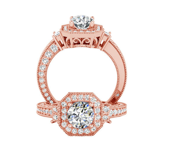 TWO-TONE HALO DIAMOND ENGAGEMENT RING