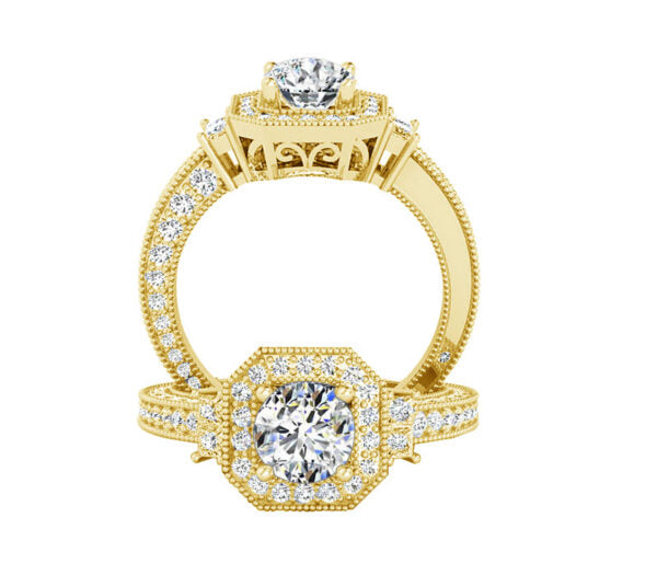 TWO-TONE HALO DIAMOND ENGAGEMENT RING