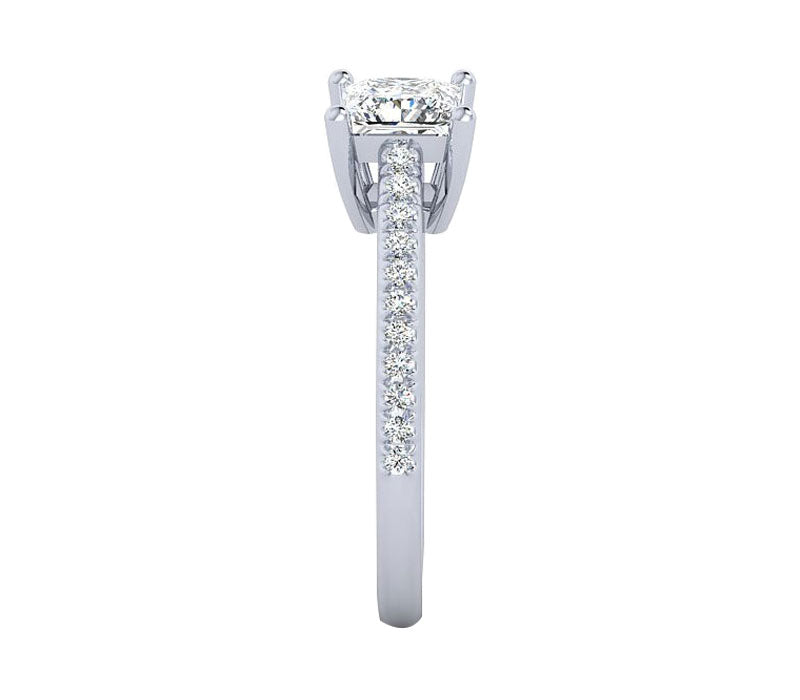 DAINTY PAVE SETTING PRINCESS CUT DIAMOND ENGAGEMENT RING