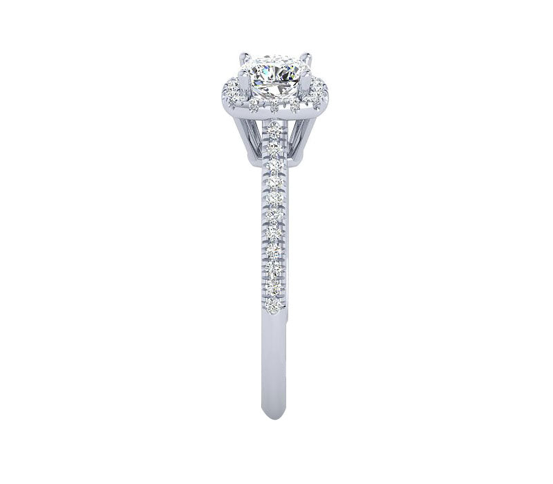 BEAUTY SQUARE HALO DIAMOND ENGAGEMENT RING