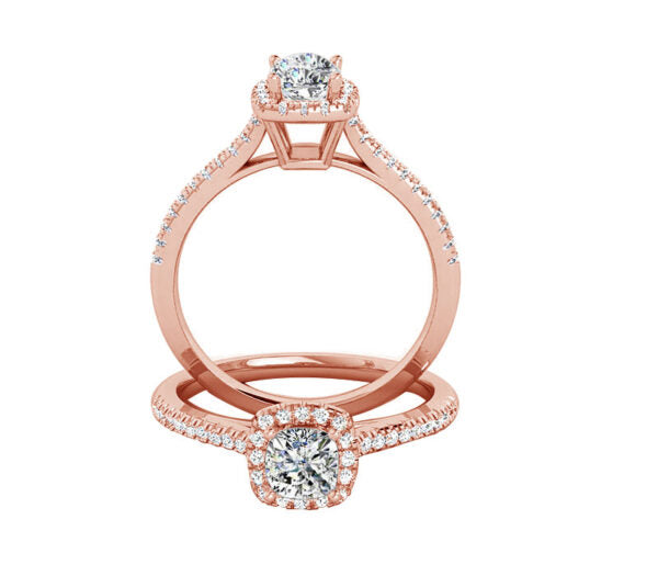 BEAUTY SQUARE HALO DIAMOND ENGAGEMENT RING