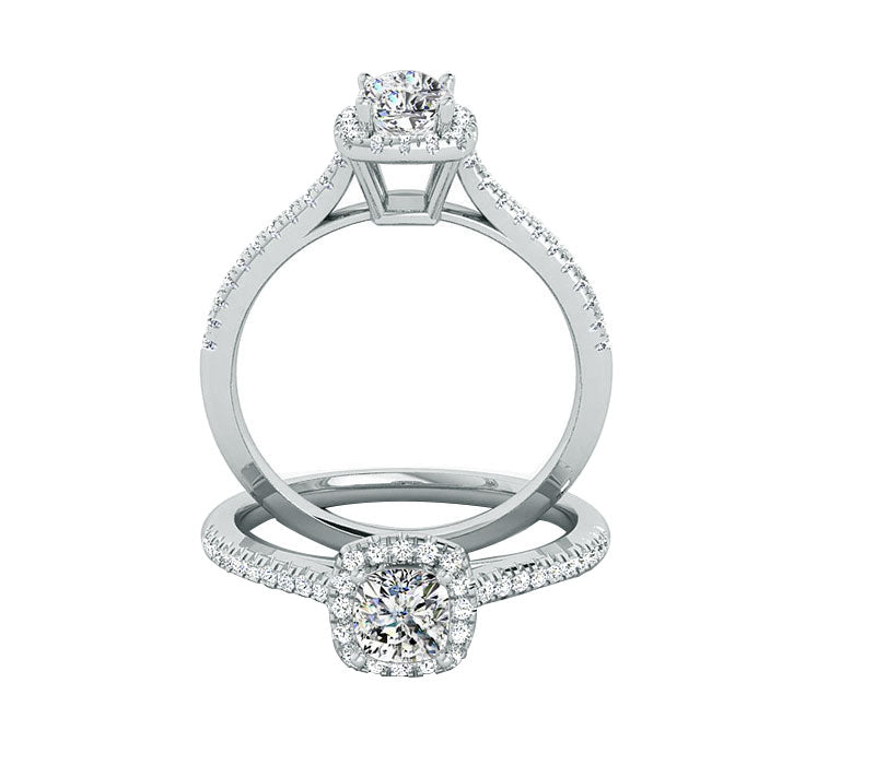 BEAUTY SQUARE HALO DIAMOND ENGAGEMENT RING