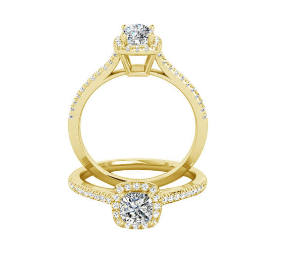 BEAUTY SQUARE HALO DIAMOND ENGAGEMENT RING