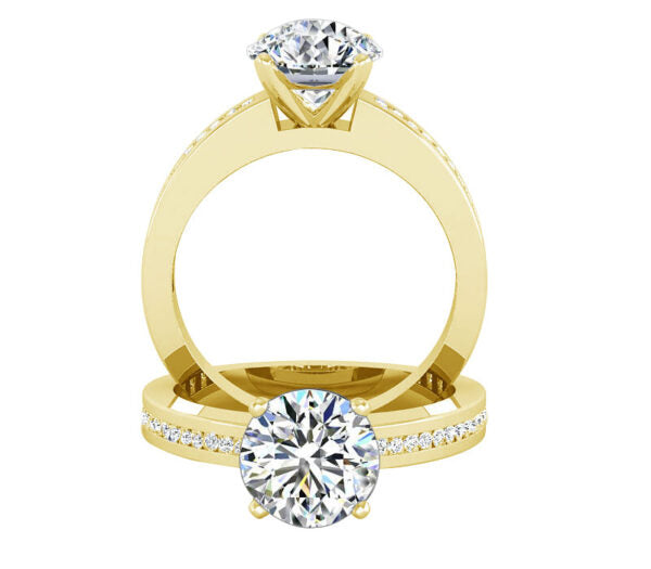CHANNEL SET ROUND DIAMOND ENGAGEMENT RING