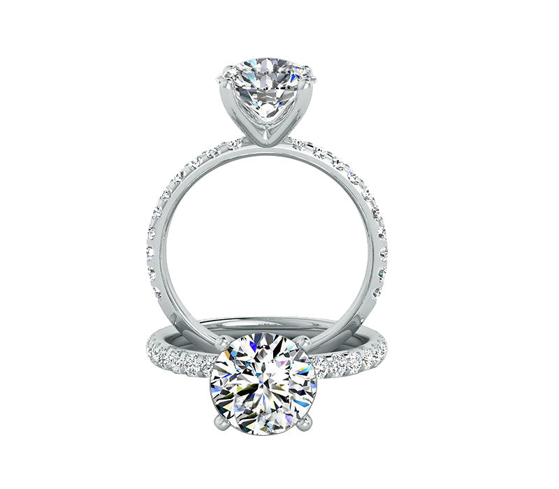 French Pave diamond engagement ring, Diamond wedding ring, Natural diamond ring 