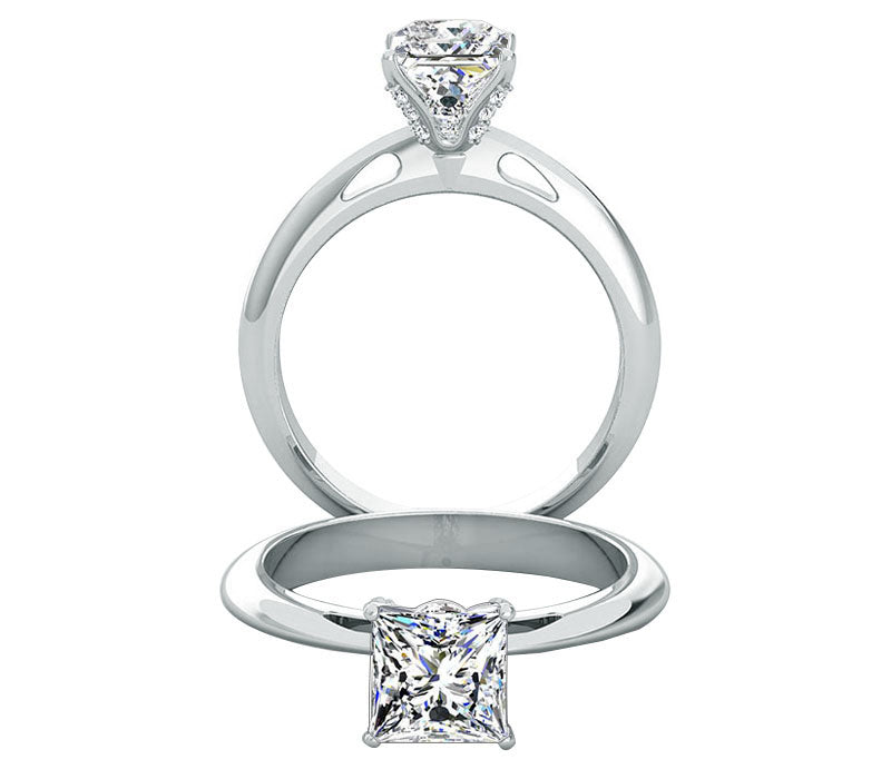 0.80 Ct princess diamond engagement ring in platinum