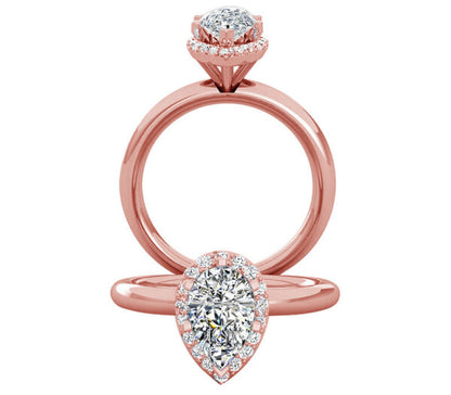 LUXE PEAR SHAPED HALO DIAMOND ENGAGEMENT RING