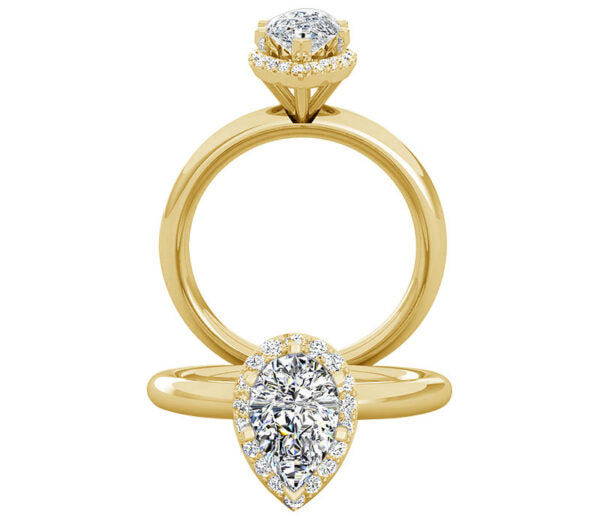 LUXE PEAR SHAPED HALO DIAMOND ENGAGEMENT RING