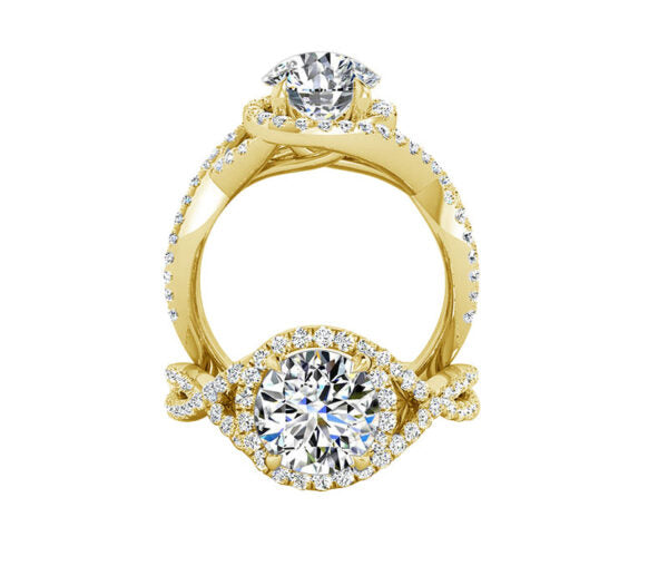 TWISTED ROUND HALO DIAMOND ENGAGEMENT RING