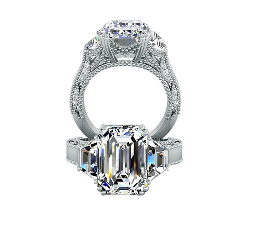 TAPERED BAGUETTE ROYAL THREE-STONE DIAMOND ENGAGEMENT RING