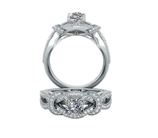 18k White gold princess cut diamond  engagement ring