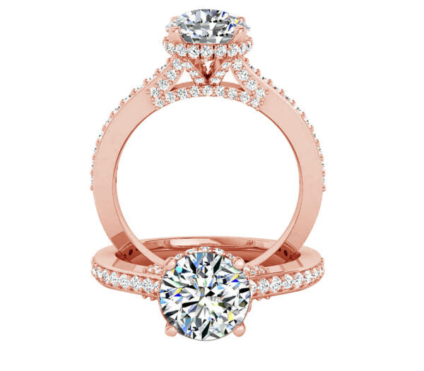 CROWN PAVÉ SETTING COMFORT FIT CATHEDRAL ENGAGEMENT RING