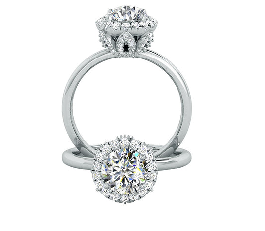 FLORAL BASKET HALO DIAMOND ENGAGEMENT RING