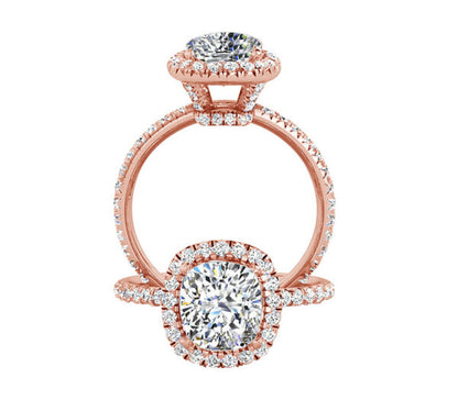 PAVÉ-SET HALO DIAMOND ENGAGEMENT RING