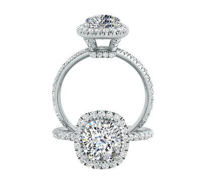 Halo diamond engagement ring ,Vs diamond bridal ring, platinum wedding ring