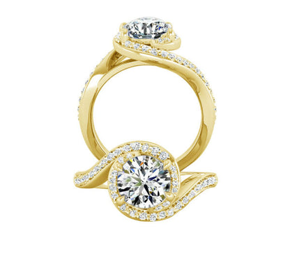 BYPASS-STYLE HALO PAVÉ DIAMOND ENGAGEMENT RING