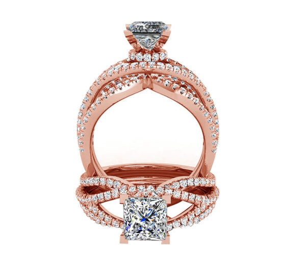 DOUBLE TWISTED SPLIT-SHANK DIAMOND ENGAGEMENT RING