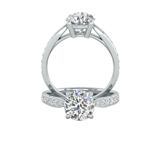 DAINTY PAVE SETTING ROUND DIAMOND ENGAGEMENT RING