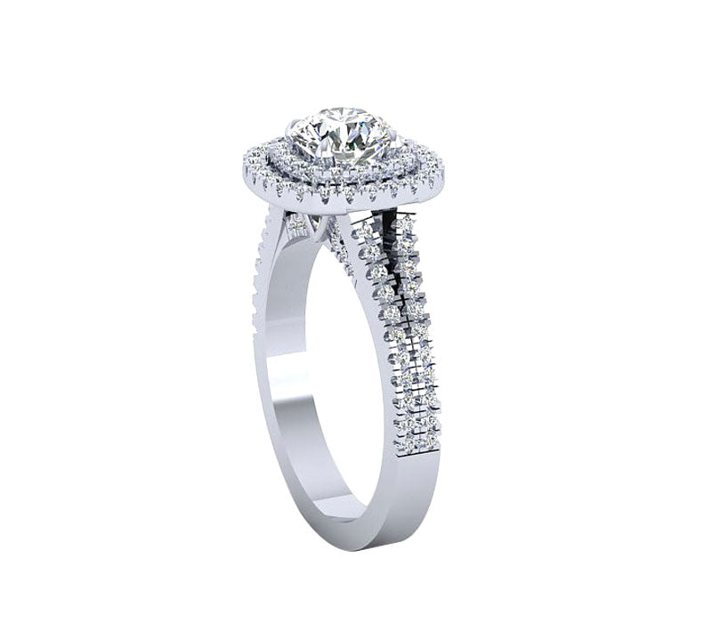 DUET SPLIT-SHANK HALO DIAMOND ENGAGEMENT RING