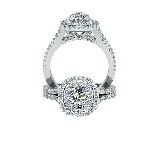 DUET SPLIT-SHANK HALO DIAMOND ENGAGEMENT RING