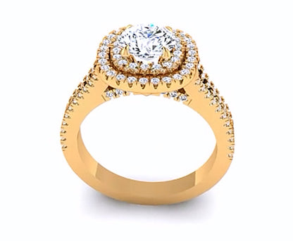 DUET SPLIT-SHANK HALO DIAMOND ENGAGEMENT RING