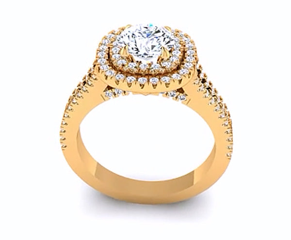 DUET SPLIT-SHANK HALO DIAMOND ENGAGEMENT RING