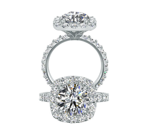 CUSHION STYLE HALO DIAMOND ENGAGEMENT RING