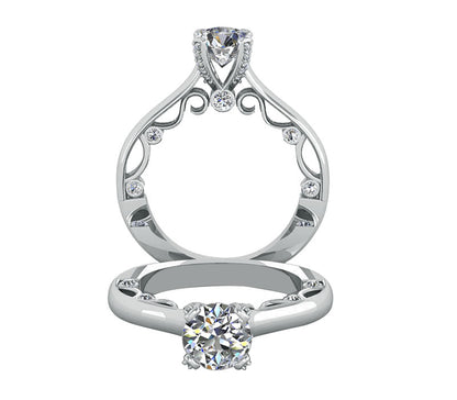 14k white gold Solitaire, Natural diamond engagement ring, Bright diamond ring