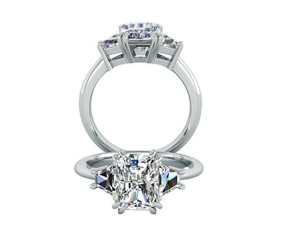 TAPERED BAGUETTE THREE-STONE DIAMOND ENGAGEMENT RING