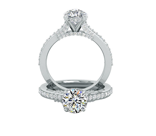 fancy engagement ring, round diamond solitaire, VS  diamond engagement ring