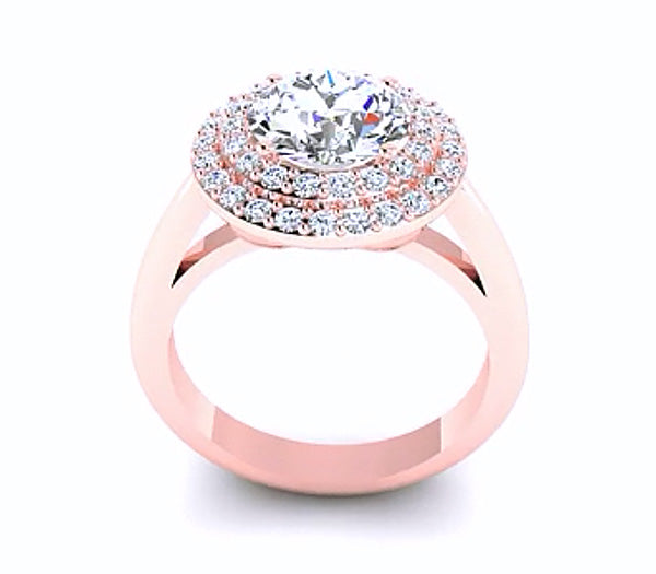 CATHEDRAL DOUBLE HALO DIAMOND ENGAGEMENT RING