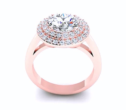 CATHEDRAL DOUBLE HALO DIAMOND ENGAGEMENT RING