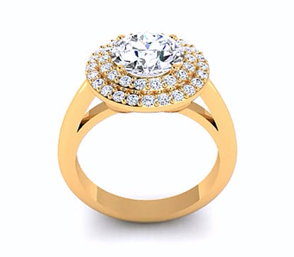 CATHEDRAL DOUBLE HALO DIAMOND ENGAGEMENT RING