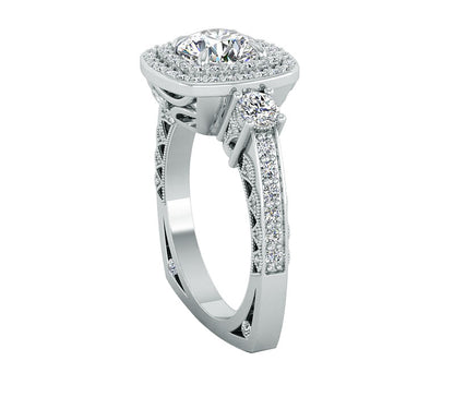 Double Euro-Style Royal Halo Diamond Engagement Ring