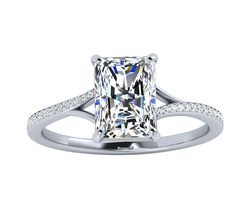 SEMI SPLIT EMERALD CUT ENGAGEMENT RING