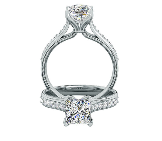 Vs princess cut Diamond engagement ring in 18k gold