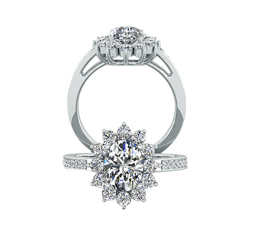 FLORAL HALO DIAMOND ENGAGEMENT RING