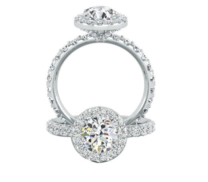 14k White engagement ring, Bridal Jewelry, VS/SI1 White Diamonds wedding ring, platinum ,halo ring