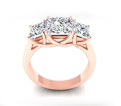 THREE-STONE TRELLIS PRINCESS-CUT DIAMOND ENGAGEMENT RING