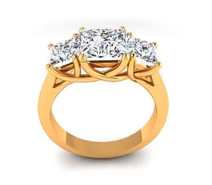 THREE-STONE TRELLIS PRINCESS-CUT DIAMOND ENGAGEMENT RING