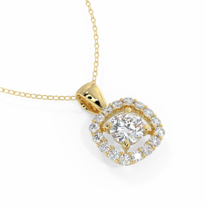 CUSHION HALO DIAMOND NECKLACE