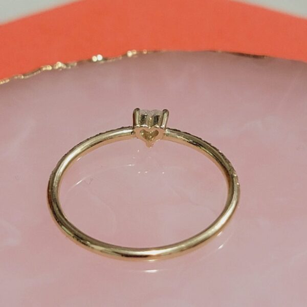 HEART-SHAPE NATURAL DIAMOND RING, SOLID 14K GOLD SOLITAIRE BAND, HIGH QUALITY STACKABLE COUPLE LOVE JEWELRY, ENGAGEMENT HALF ETERNITY CHARM