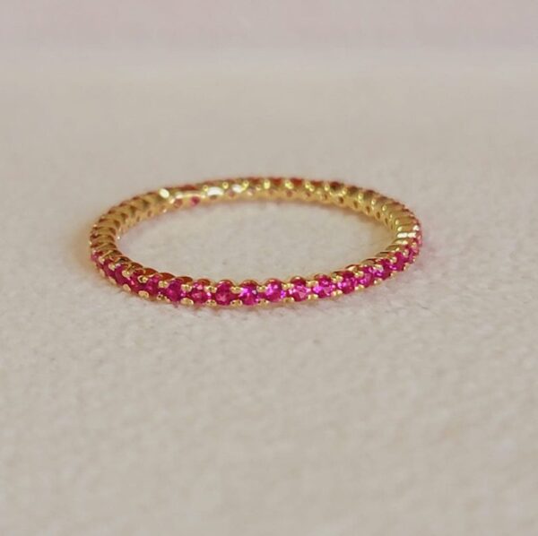 RUBY ETERNITY RING, 14K SOLID GOLD ETERNITY BAND, RUBY WEDDING BAND, JULY BIRTHSTONE BAND, RUBY STACKABLE RING,ETERNITY RING, GIFT FOR HER