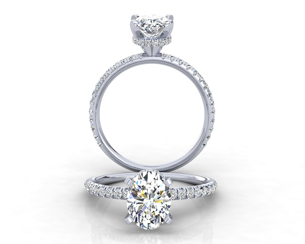 Two tone Oval Diamond Engagement Ring, Oval Diamond Rose and White Gold Ring, Oval Diamond Setting, Custom- made diamond engagement Rings