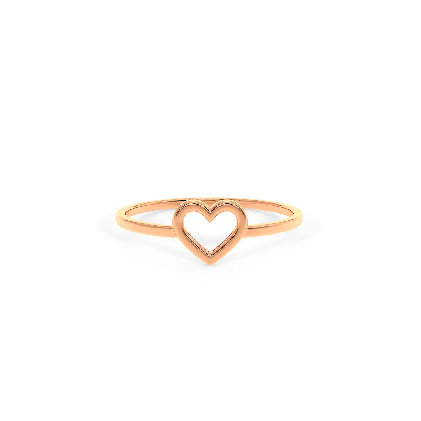 Rose Gold Heart Ring, Heart Shape Ring, 14k Gold Ring, Open Heart Ring, Love Ring, Stacking Ring, Birthday Gift for Her, Friendship ring