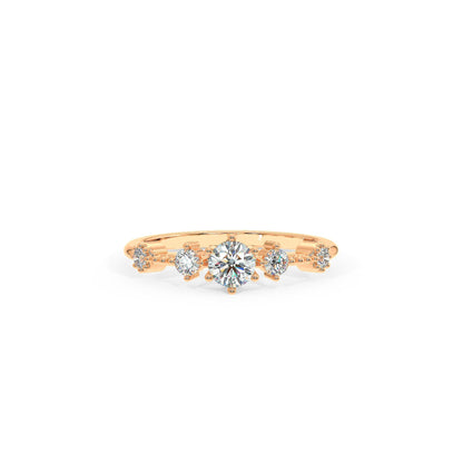 Diamond Engagement Ring in 14k Solid White Gold,  Solitaire Ring For Women set with 5 Genuine Diamonds,  Dainty Engagement Ring