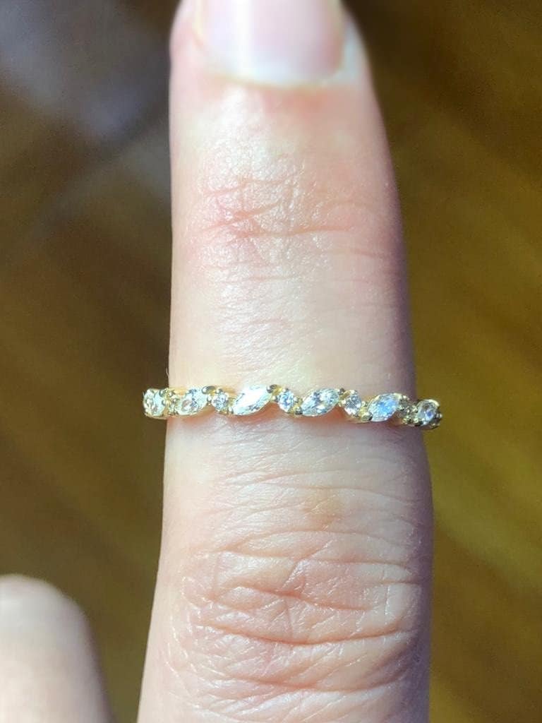 Marquise & Round Cut Diamond Wedding Band, 14k Solid Gold Wedding Ring, Diamond Wedding Ring, Women Wedding Band, Anniversary Ring